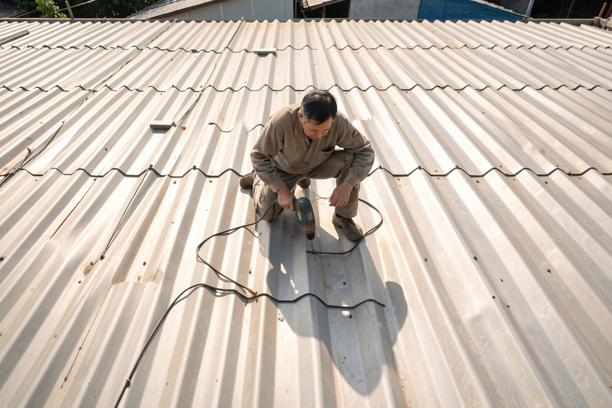 台中潭子區鐵皮屋修繕案例 - 防水密封處理
